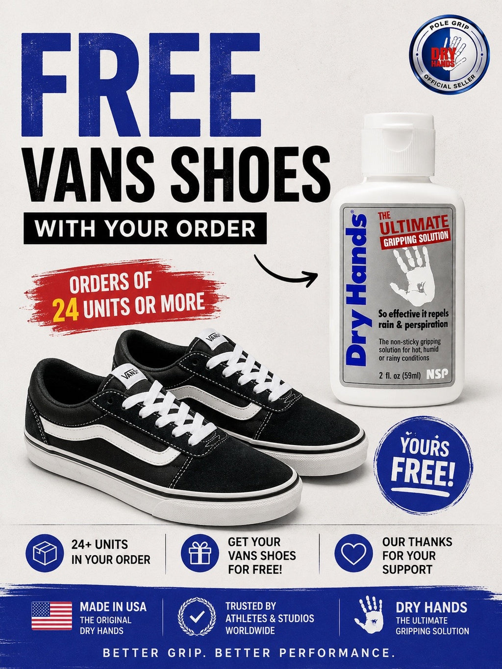 Dry Hands Pack (24 Units) + Free Vans Shoes